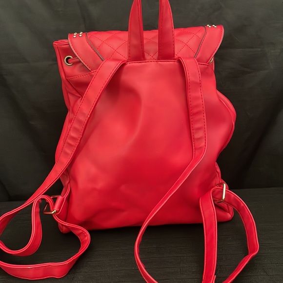V 1969 Italia Red Leather Quilted Studded Adjustable Backpack Purse Bag main image 7